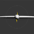 White Airplane Model With Wings Square Panels Yellow Propeller And Red Tail Logo