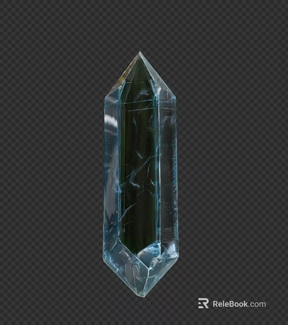 Transparent Crystal Prism With Green Blue Hues And Visible Surface Cracks 3d model 