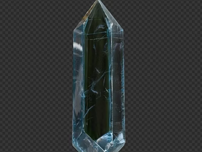 Transparent Crystal Prism With Green Blue Hues And Visible Surface Cracks 3d model