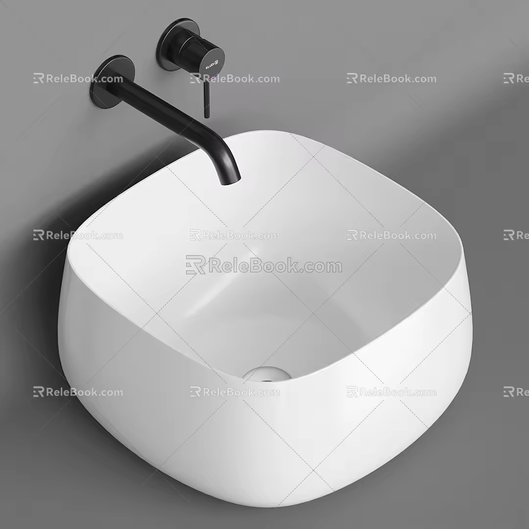 Modern wash basin counter basin faucet combination 3d model