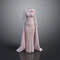 Man Modeling Pink Sequin Evening Gown With Long Sleeves And Mermaid Silhouette