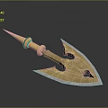 Golden Spearhead Weapon With Metallic Finish Sharp Edges And Shiny Surface Design