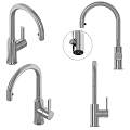 Two Modern Stainless Steel Faucets with Sleek Design and Polished Chrome Finish