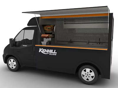 Kenhill Mobile Food Truck With Open Window For Pizza Service 3d model