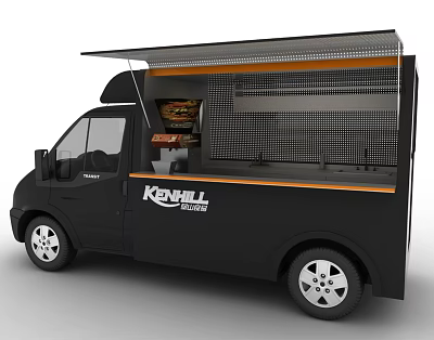 Kenhill Mobile Food Truck With Open Window For Pizza Service 3d model