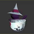 Purple Cat Wearing Wizard Hat Sitting In White Cup With Pink Heart Design
