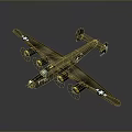 Vintage Space Exploration Aircraft Model with Green Fuselage Four Propellers and White Star Wing Markings
