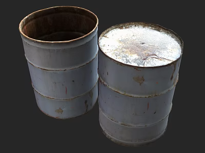 Rusted Metal Barrels As Public Facility For Waste Storage And Disposal 3d model
