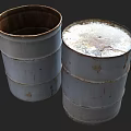 Rusted Metal Barrels As Public Facility For Waste Storage And Disposal