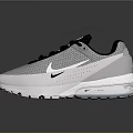 Gray And Black Mesh Upper Sneakers With White Sole Nike Swoosh And Air Cushion