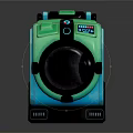 Green And Blue Gradient Washing Machine With Front Loading Drum And Digital ECO
