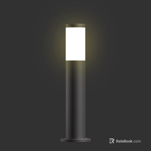 Outdoor Light with Black Cylindrical Pole and Warm Yellow Illumination for Garden Use 3d model 