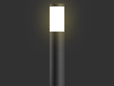Outdoor Light with Black Cylindrical Pole and Warm Yellow Illumination for Garden Use 3d model