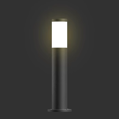 Outdoor Light with Black Cylindrical Pole and Warm Yellow Illumination for Garden Use 3d model