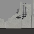 Damaged Concrete Wall With Partially Peeling Sections Exposing Steel Reinforcement Structure