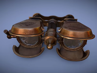 Vintage Brass Binoculars Commercial Equipment With Decorative Design For Nautical Use 3d model