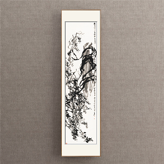 Chinese plant painting black and white porch plum orchid bamboo chrysanthemum 3d model