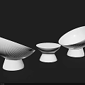 Elegant Modern White Landscape Seats With Curved Design And Striped Base