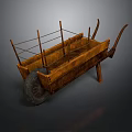 Traditional Wooden Hand Cart With Metal Frame And Large Wheel Design