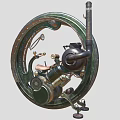 Vintage Green Motorcycle With Classic Metal Frame And Comfortable Leather Seat