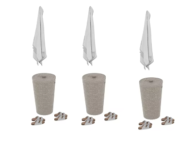 White Paper Towel Holders With Cylindrical Storage Canisters And Brown Clips For Daily Use 3d model