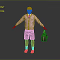 Stylish Man In Pink Cap Cardigan With White Shirt Tie Black Shorts Holding Brown Bag