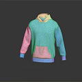 Color Block Blue And Pink Hooded Sweatshirt With Front Pocket Design