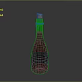 Green Glass Bottle With Cork Stopper And Decorative Patterns On Dark Background