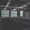 Industrial Factory Interior With Large Windows Ceiling Lights And Concrete Floor
