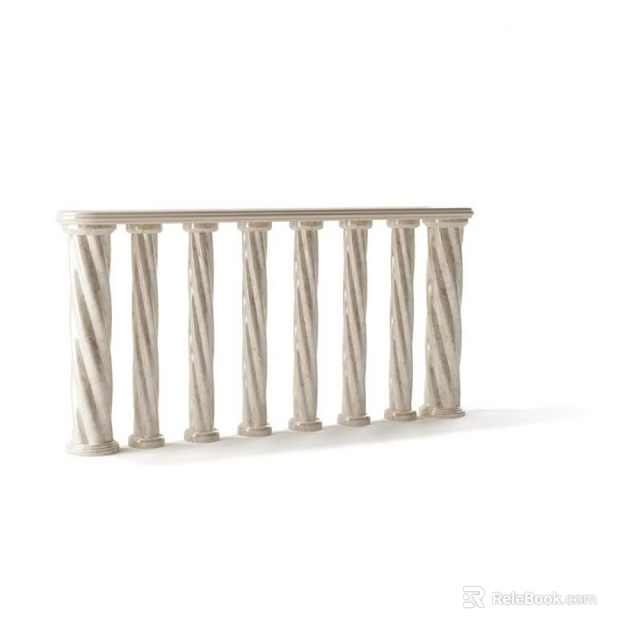 Elegant Stone Balustrade With Twisted Columns Classical Architectural Component Design 3d model 