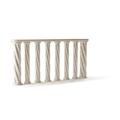 Elegant Stone Balustrade With Twisted Columns Classical Architectural Component Design 3d model