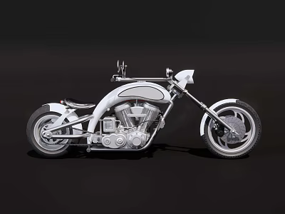 Custom Vintage White Motorcycle With Chrome Details Exposed Engine And Classic Wheels 3d model