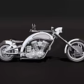 Custom Vintage White Motorcycle With Chrome Details Exposed Engine And Classic Wheels