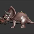 Cute Pink Triceratops Reptile Toy Figure With Green Eyes And Horns