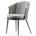Modern Woven Dining Chair With Grey Cushion And Comfortable Armrest