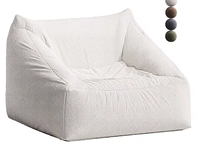 White Plush Bean Bag Chair Soft Fabric Modern Comfortable Design for Cozy Living Room 3d model