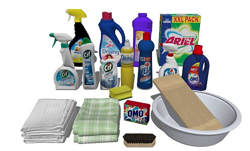 modern washing supplies cleaning utensils 3d model