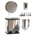 Public Restroom Facilities With Stainless Steel Soap Dispenser Hand Dryer Trash Can And Dispensers