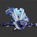 Game Movie Character 3D Model With Blue White Elaborate Outfit Top Hat And White Hair