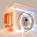 Modern CAEE Exhibition Hall With Curved Structure And Orange Lighting Design 3d model