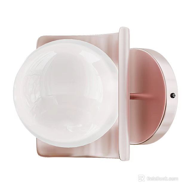 Modern Minimalist Wall Lamp With White Spherical Lampshade And Pink Metal Body 3d model 