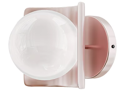 Modern Minimalist Wall Lamp With White Spherical Lampshade And Pink Metal Body 3d model