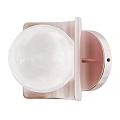 Modern Minimalist Wall Lamp With White Spherical Lampshade And Pink Metal Body