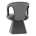 Modern Single Chair With Gray Fabric Upholstery Woven Armrest Detail And Elegant Design