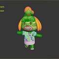 Cute Yellow Fur Game Character With Red Headband Pink Floral Top And White Skirt