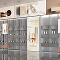 Modern Cosmetics Store Interior With Shelves Displaying Skincare Makeup Products And Elegant Lighting