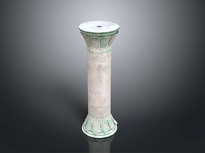 Beautiful Garden Scenery With White Green Patterned Column And Dark Background 3d model