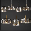 Modern Glass Pendant Lights with Gold Metal Frame and Contemporary Design