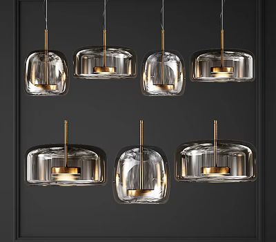 Modern Glass Pendant Lights with Gold Metal Frame and Contemporary Design 3d model