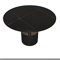 Sleek Modern Black Round Side Table with Layered Base and Gold Accent 3d model